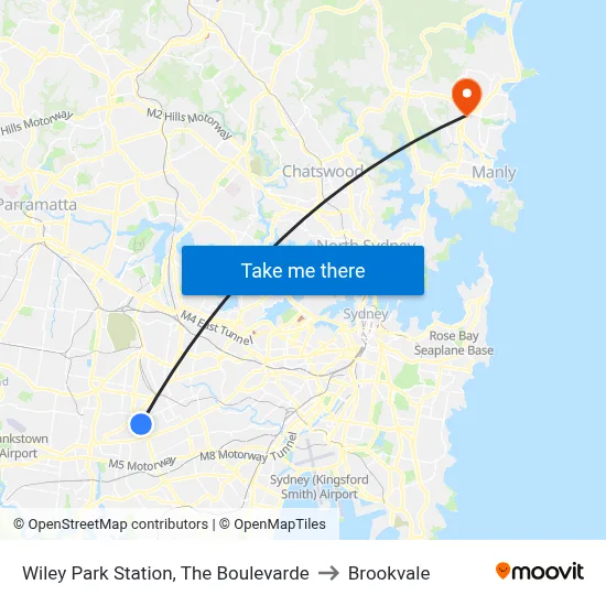 Wiley Park Station, The Boulevarde to Brookvale map