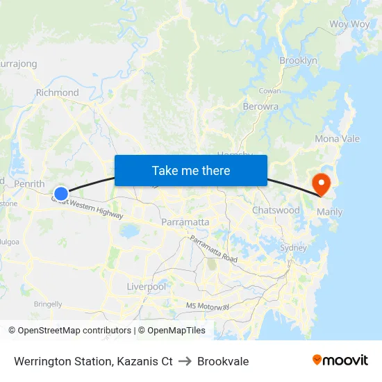Werrington Station, Kazanis Ct to Brookvale map