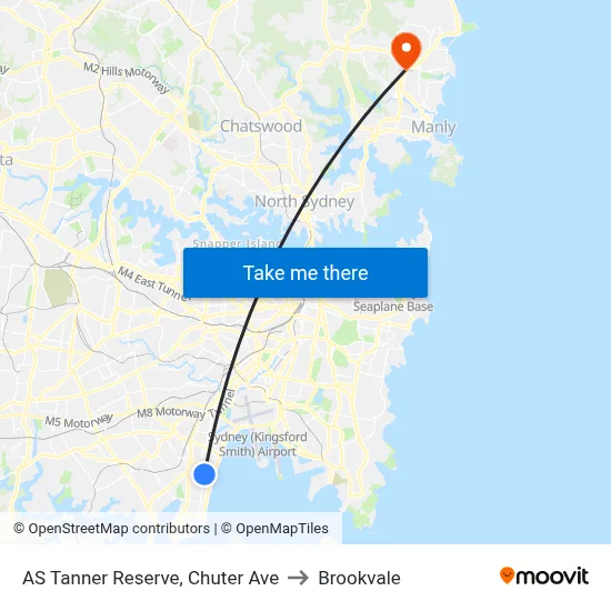 AS Tanner Reserve, Chuter Ave to Brookvale map