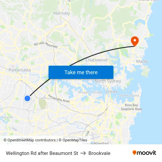 Wellington Rd after Beaumont St to Brookvale map