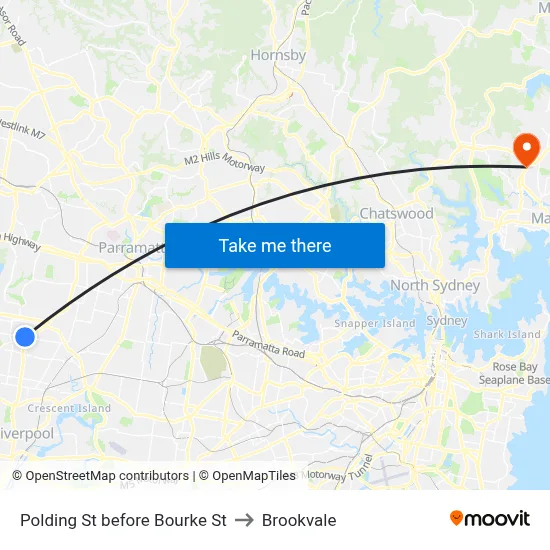 Polding St before Bourke St to Brookvale map