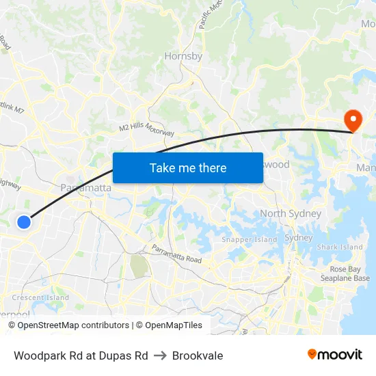 Woodpark Rd at Dupas Rd to Brookvale map
