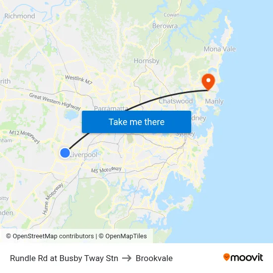 Rundle Rd at Busby Tway Stn to Brookvale map