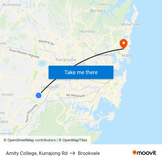 Amity College, Kurrajong Rd to Brookvale map