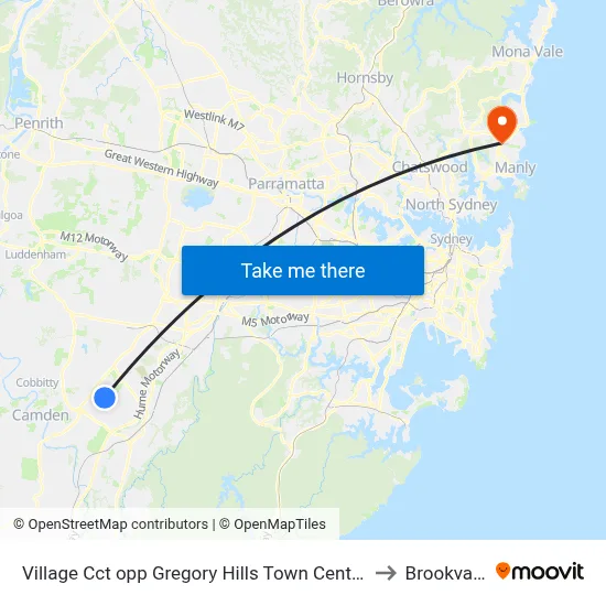 Village Cct opp Gregory Hills Town Centre to Brookvale map
