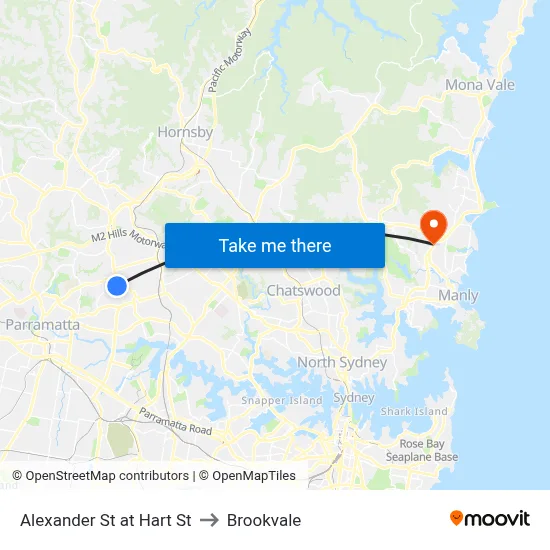 Alexander St at Hart St to Brookvale map