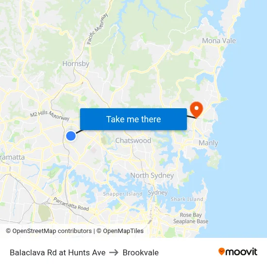 Balaclava Rd at Hunts Ave to Brookvale map