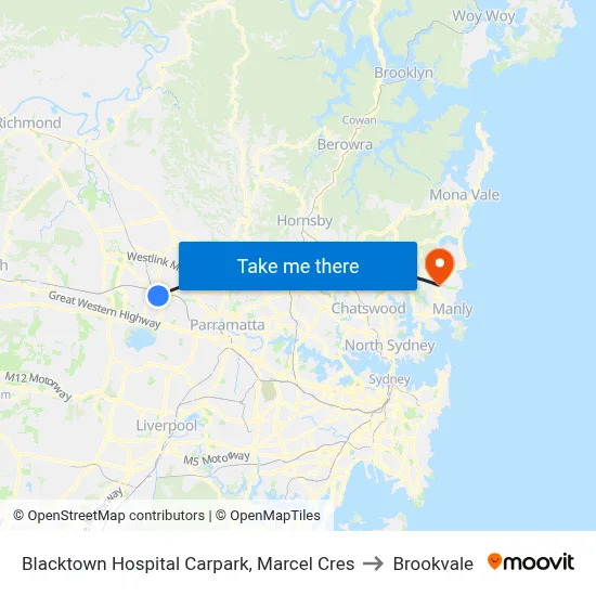 Blacktown Hospital Carpark, Marcel Cres to Brookvale map