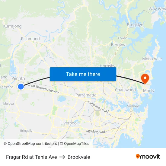 Fragar Rd at Tania Ave to Brookvale map