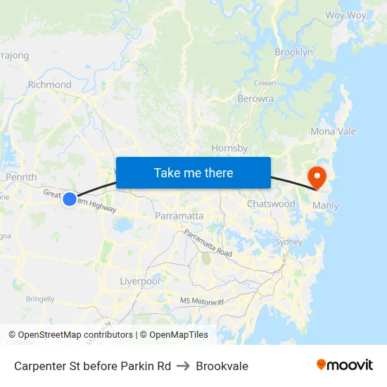 Carpenter St before Parkin Rd to Brookvale map