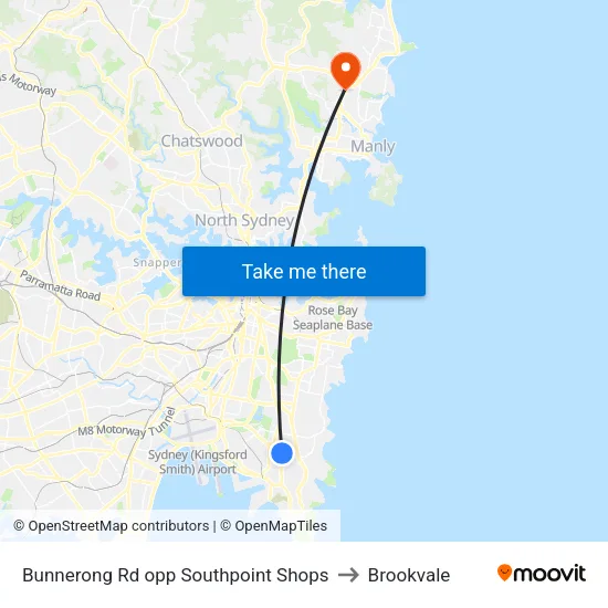 Bunnerong Rd opp Southpoint Shops to Brookvale map