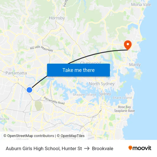 Auburn Girls High School, Hunter St to Brookvale map