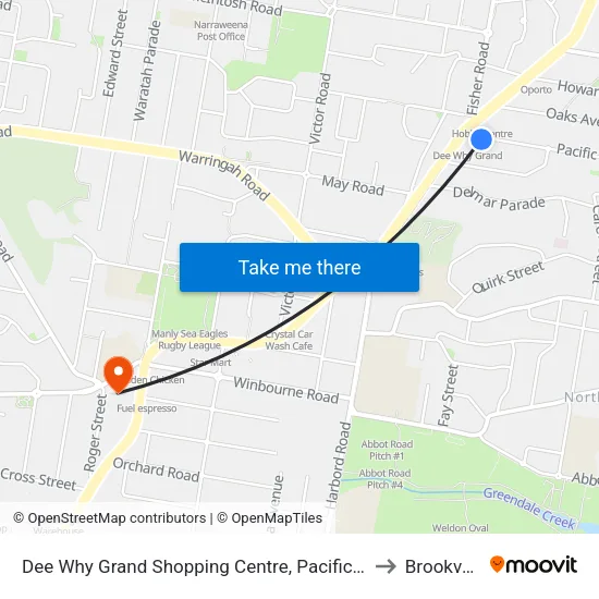 Dee Why Grand Shopping Centre, Pacific Pde to Brookvale map