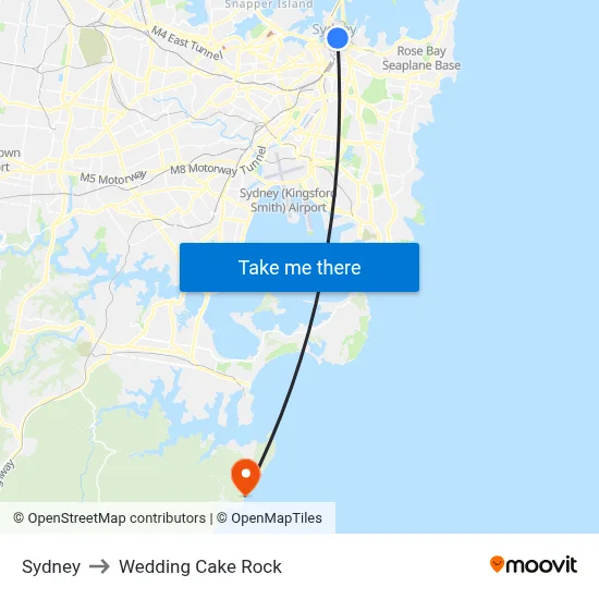 Sydney to Wedding Cake Rock map