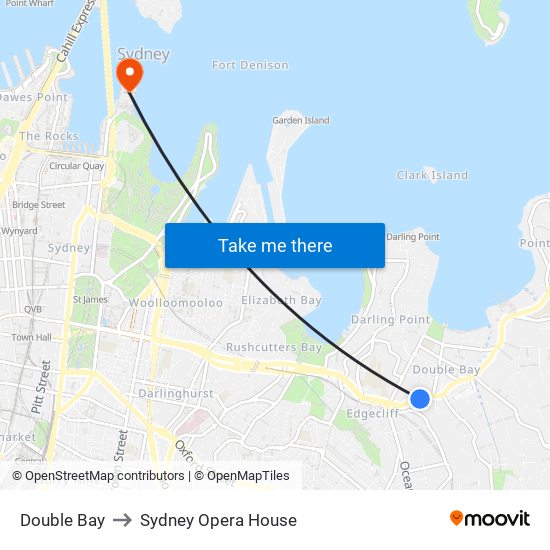 Double Bay to Sydney Opera House map