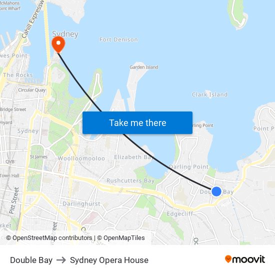 Double Bay to Sydney Opera House map