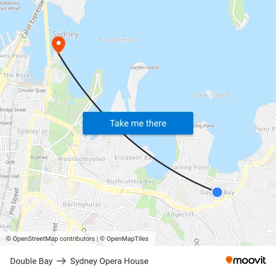 Double Bay to Sydney Opera House map