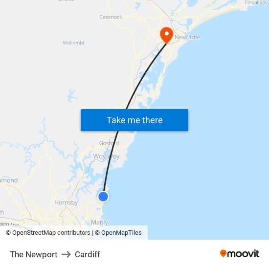 The Newport to Cardiff map