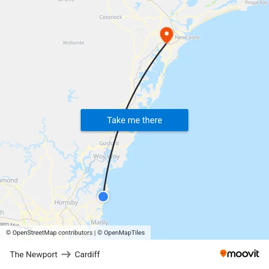 The Newport to Cardiff map