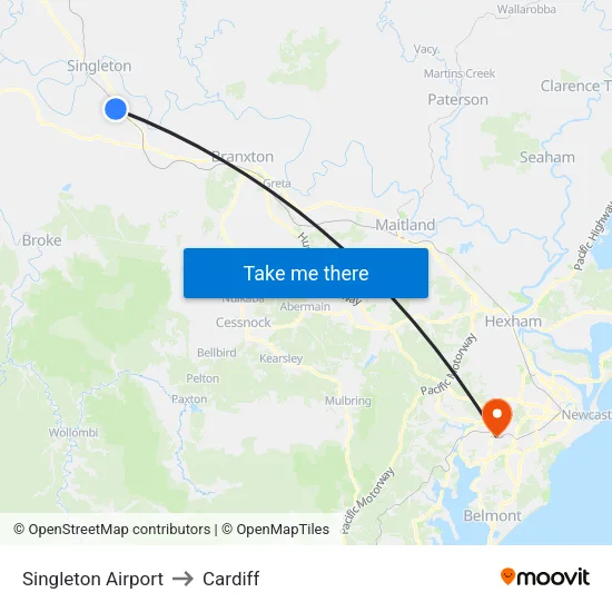 Singleton Airport to Cardiff map