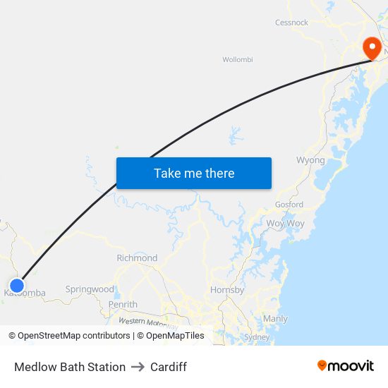 Medlow Bath Station to Cardiff map