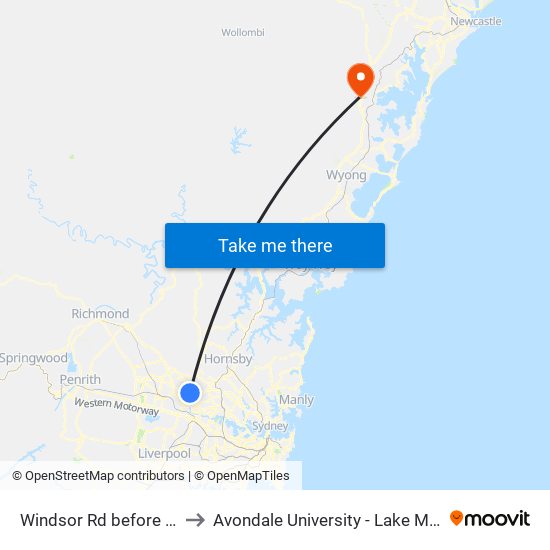 Windsor Rd before Oakland Ave to Avondale University - Lake Macquarie Campus map