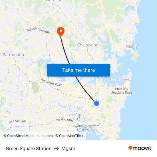 Green Square Station to Mgsm map
