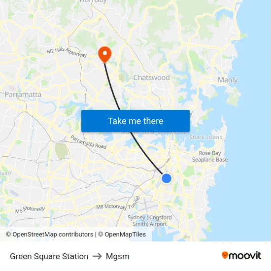 Green Square Station to Mgsm map