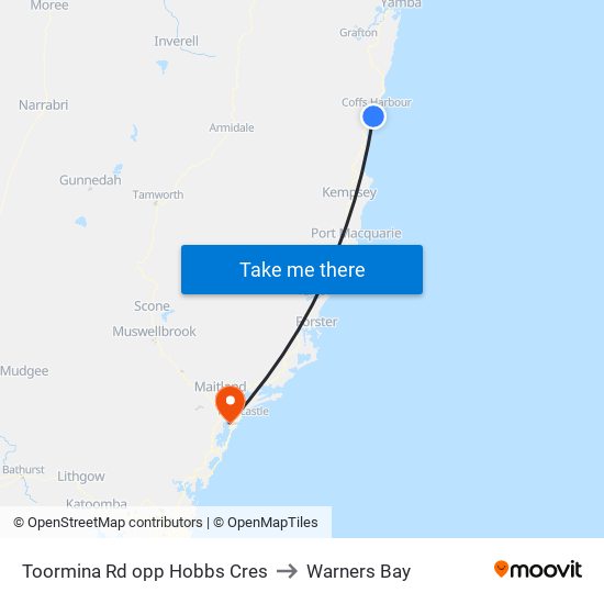 Toormina Rd opp Hobbs Cres to Warners Bay map