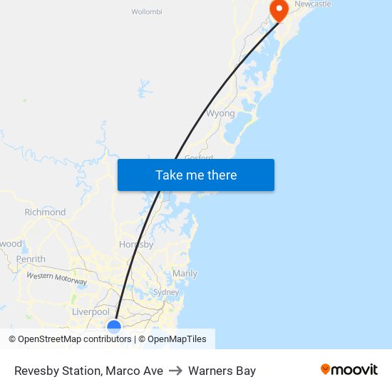 Revesby Station, Marco Ave to Warners Bay map