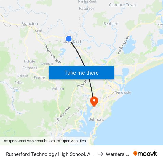 Rutherford Technology High School, Avery St to Warners Bay map