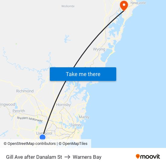 Gill Ave after Danalam St to Warners Bay map