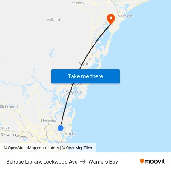 Belrose Library, Lockwood Ave to Warners Bay map