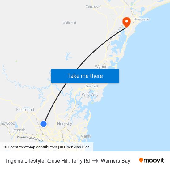 Ingenia Lifestyle Rouse Hill, Terry Rd to Warners Bay map