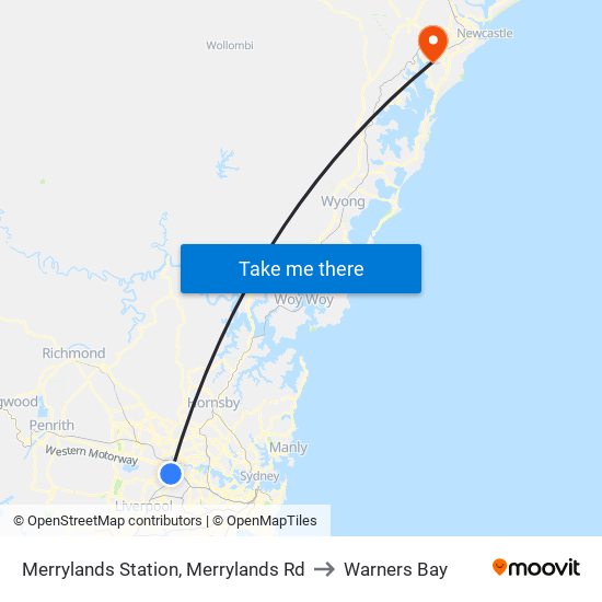 Merrylands Station, Merrylands Rd to Warners Bay map