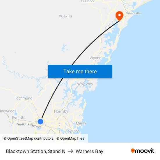 Blacktown Station, Stand N to Warners Bay map