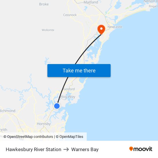 Hawkesbury River Station to Warners Bay map