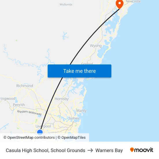 Casula High School, School Grounds to Warners Bay map