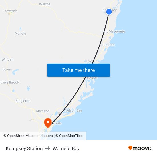 Kempsey Station to Warners Bay map