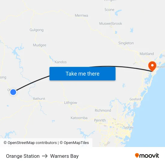 Orange Station to Warners Bay map