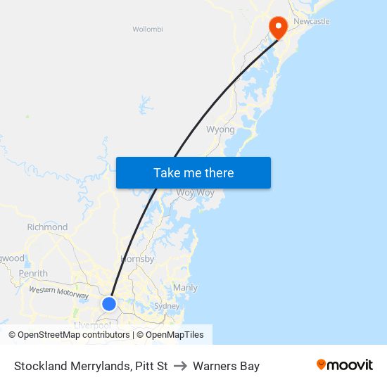 Stockland Merrylands, Pitt St to Warners Bay map