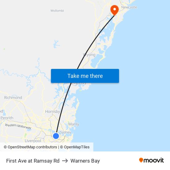 First Ave at Ramsay Rd to Warners Bay map