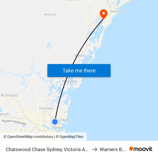 Chatswood Chase Sydney, Victoria Ave to Warners Bay map