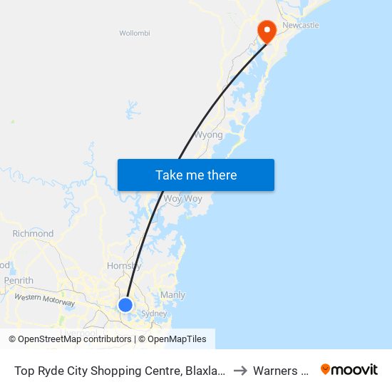 Top Ryde City Shopping Centre, Blaxland Rd to Warners Bay map