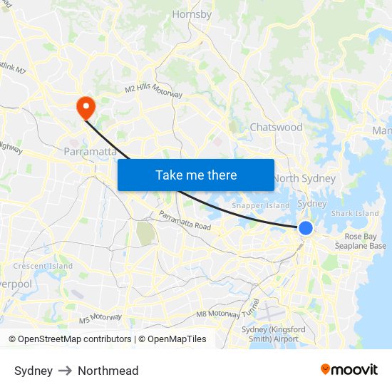 Sydney to Northmead map