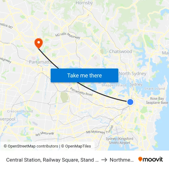 Central Station, Railway Square, Stand M to Northmead map