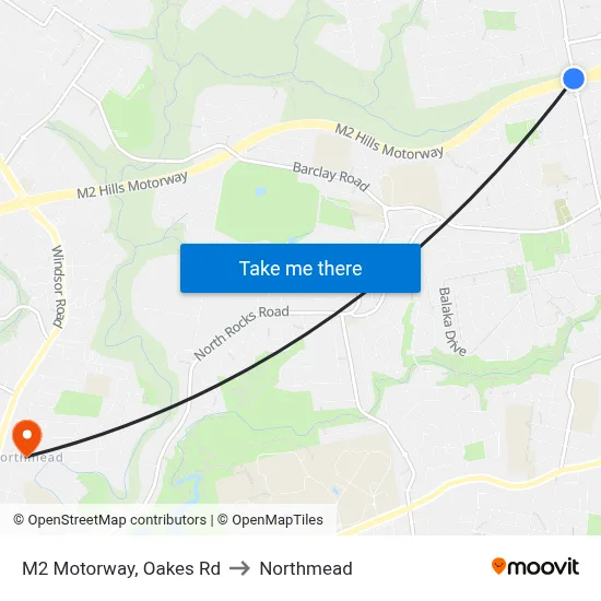 M2 Motorway, Oakes Rd to Northmead map