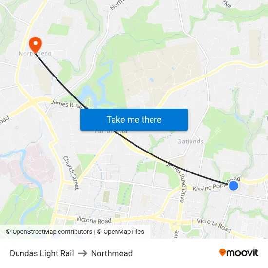 Dundas Light Rail to Northmead map