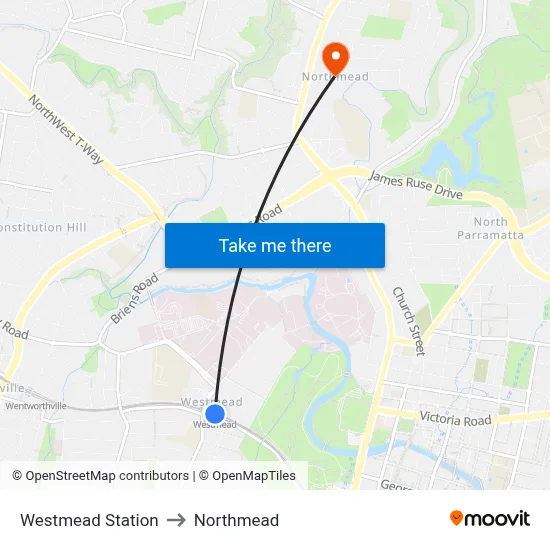 Westmead Station to Northmead map