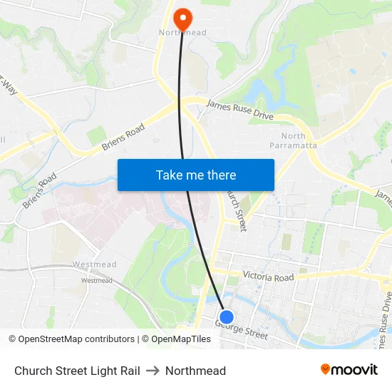 Church Street Light Rail to Northmead map